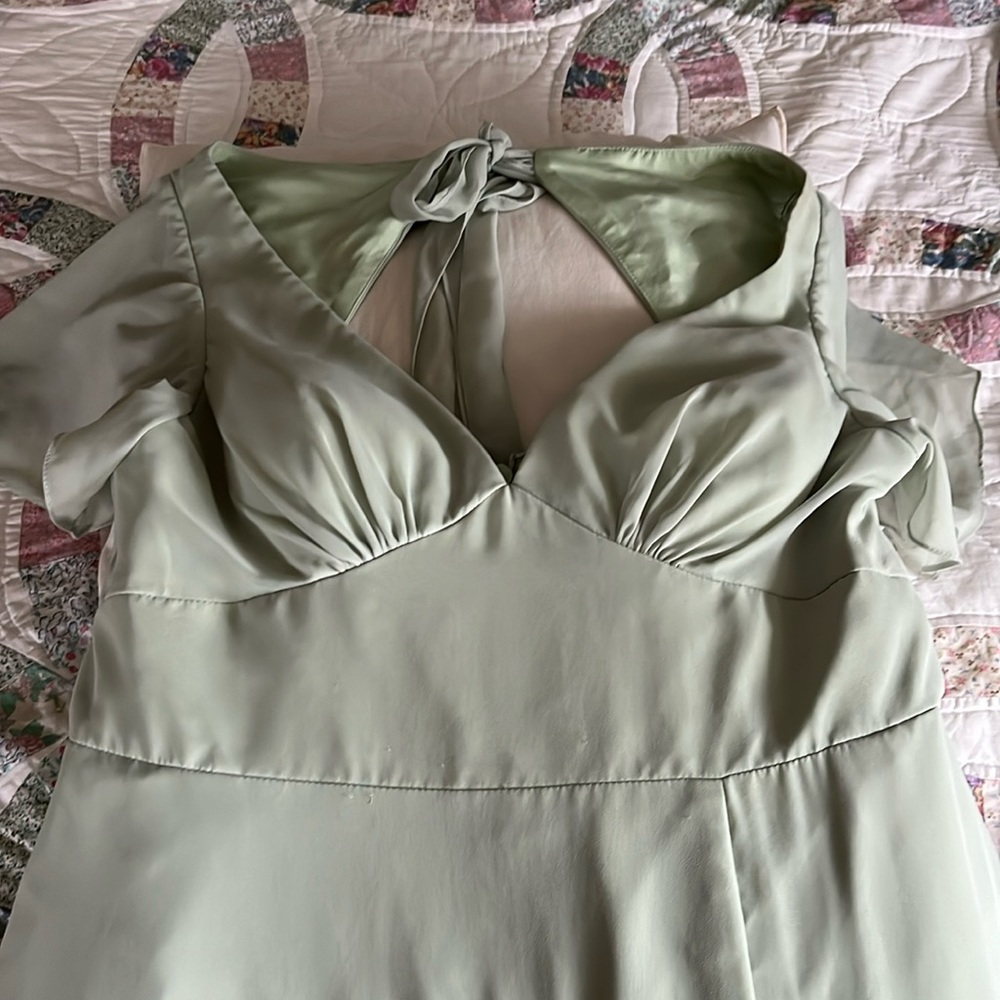 Full length sage green bridesmaid dress worn once.